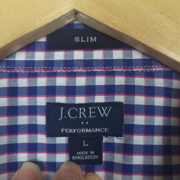 J Crew Men's Performance Button-Up Dress Shirt Long Sleeve Slim Fit Preppy Plaid - Picture 3 of 8